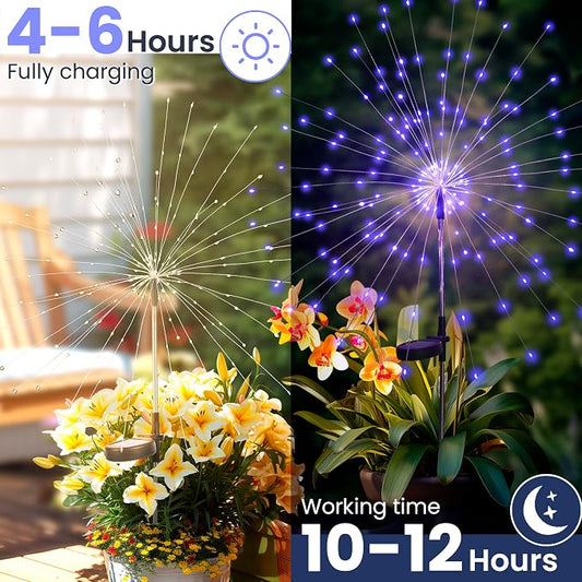 GIGALUMI Garden Outdoor Decor Lights 120LED 4Pack, Solar Garden Lights for Yard Outside Fairy Decorative,Solar Powered for Yard Pathway Flowerbed Planter Balcony Patio Decor(Purple)