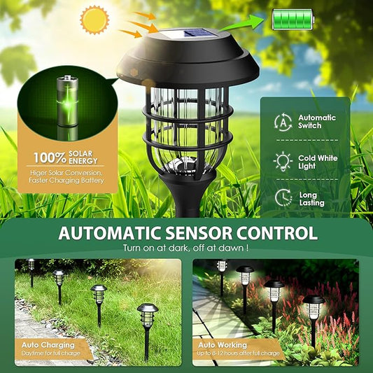 SOLPEX Solar Pathway Lights Waterproof Outdoor Lighting, 8 Pack Cold White | IP44 Waterproof, 8-12H Runtime, Auto On/Off, Tool-Free Install, Yard/Garden/Pathway/Patio/Walkway/Driveway