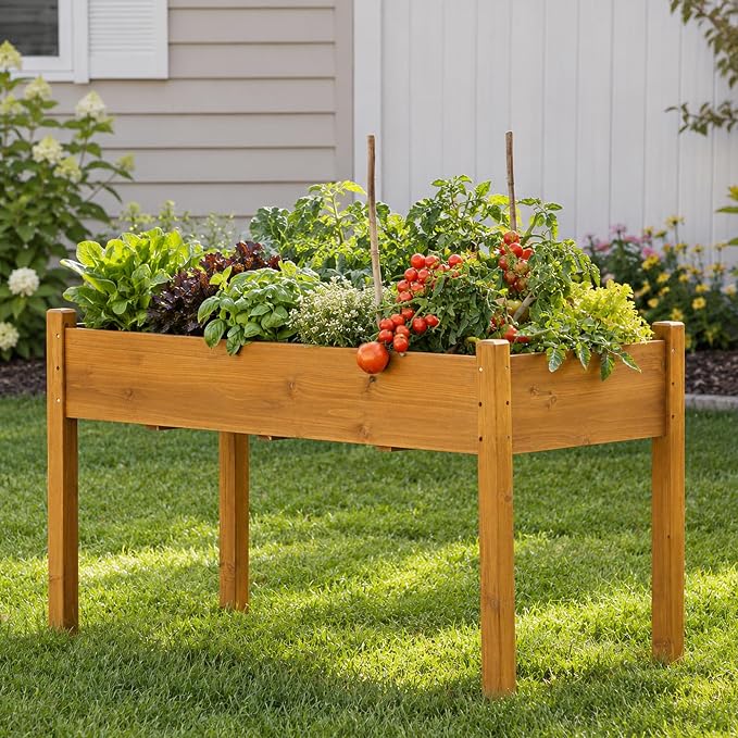 30" H Raised Garden Bed with Legs, Fir Wood Elevated Garden Bed Planter Box | Plant Stand Indoor/Outdoor for Tomato, Strawberry Herb Garden Planter
