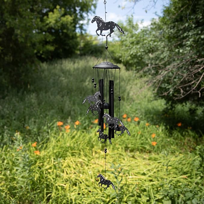 VP Home Wild Horses Wind Chimes for Outside - Harmonic Windchimes with Rustic Design for Gardens, Patios, and Porches - Thoughtful Horse Gifts for Mom, Grandma, and Horse Lovers - 12 x 12 x 84 Inches