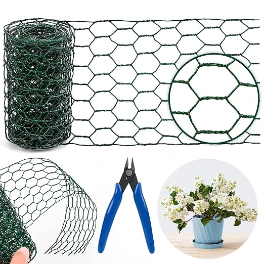 Floral Wire Netting, 4 x 118 Inch Mesh Netting with Plier, Protect Plant & Decorate Flower Arch, DIY Craft