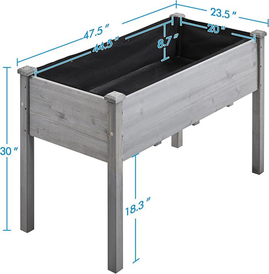 Topeakmart Elevated Planter Bed Outdoor, Wooden Raised Garden Bed, Rectangle Raised Bed with Stable Structure Wooden Garden Box Standing Planter for Garden/Patio/Backyard/Outdoor