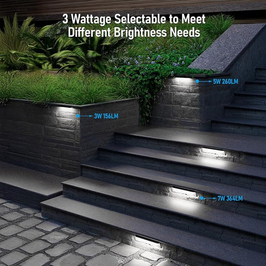LEONLITE 4-Pack 12 Inch LED Hardscape Lighting, 3W/5W/7W, 5000K Daylight | Update Dimmable Retaining Wall Lights, Low Voltage Landscape Lighting, 12-24V AC/DC Paver Light, Outdoor Step Lights, ETL