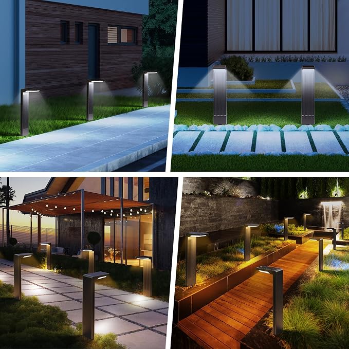 COXSENI Solar Pathway Lights Outdoor 4Pack, Bright 60LED Solar Path Lights Outside Waterproof, Warm & Cool Walkway Lights Solar Powered, Landscape Light for Driveway Lawn Patio Garden Yard