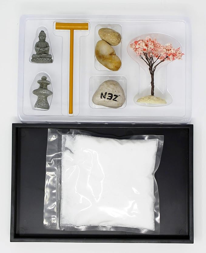Nature's Mark, Mini Meditation Zen Garden Table Décor Kit with Accessories (8Lx5W Rectangle C)