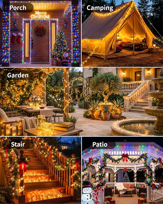 Solar Fairy String Lights 2 Pack Outdoor Remote Total 79FT 240LED Warm Multicolor 11 Mode Solar Powered Waterproof Copper Wire Twinkle String Light for Christmas Garden Tree Wedding Yard Decoration