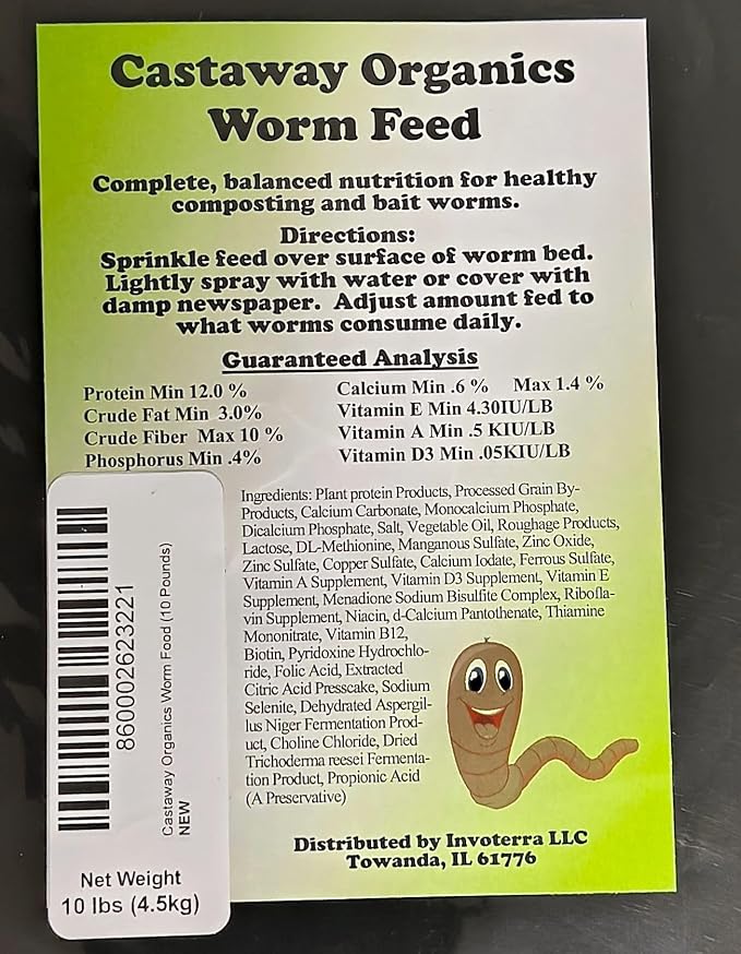 Worm Food for All Composting and Bait Worms (10 Pounds)