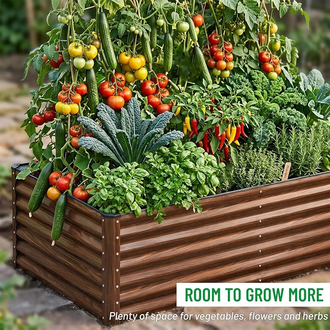 SnugNiture Galvanized Raised Garden Bed 4x4x2FT Outdoor Large Metal Planter Box Steel Kit for Planting Vegetables, Flowers