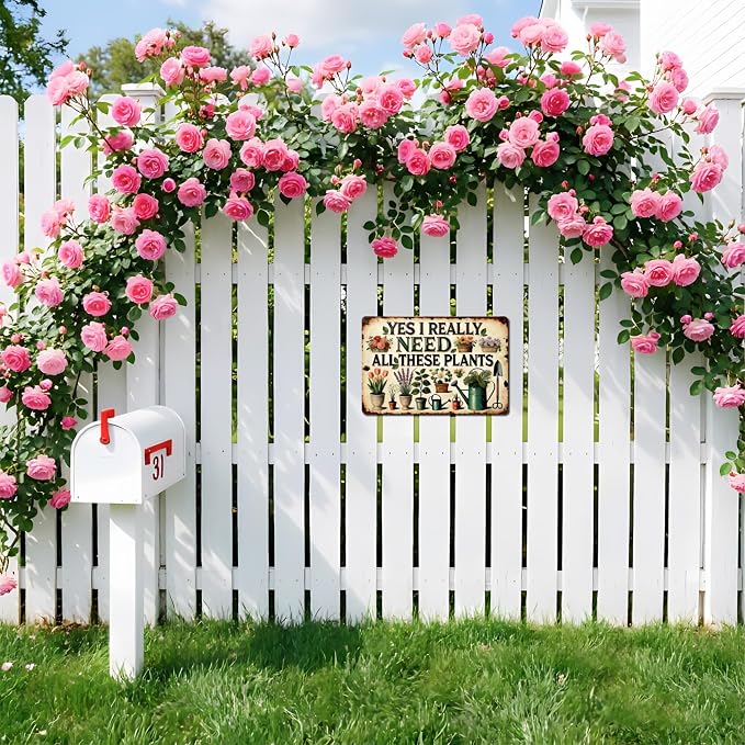 Funny Garden Metal Signs, Vintage Outdoor Wall Decor 8x12 Inch | I Really Need All These Plants, Weatherproof Aluminum Sign for Patio Yard Greenhouse, Gift For Gardeners