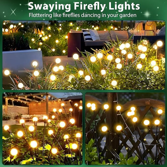 10 Pack Solar Firefly Lights Outdoor Swaying Garden Decor 80 LED Warm White | 2 Lighting Mode, Auto On/Off, Sway with Wind, Waterproof Solar lights Outdoor for Driveway Patio Veranda Courtyard Decor