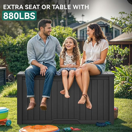 YITAHOME XXL 230 Gallon Large Outdoor Storage Deck Box for Patio Furniture | Outdoor Cushions, Garden Tools and Sports/ Pools Equipment, Weather Resistant Resin, Lockable (Black)