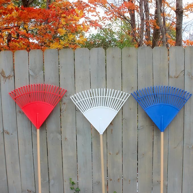 Leaf Rake – 22.5" Resin Head – 48" Hardwood Handle, White