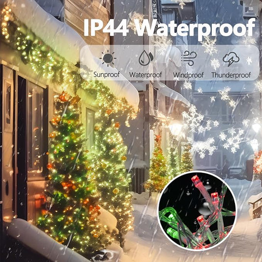 300 Led Red Green String Lights Outdoor Waterproof Christmas Decorations, 108 Ft Fairy Lights for Bedroom, 8 Modes Plug in Christmas Lights for Outside Room Decor