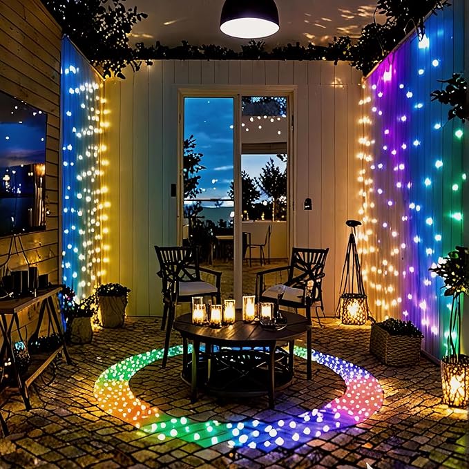 10FT Color Changing String Lights Outdoor- LED Patio Lights with 8 Shatterproof Waterproof RGB colored Bulbs, Colorful Hanging Lights for Party Outside Porch Bistro Backyard Garden Decorative - SOLROS