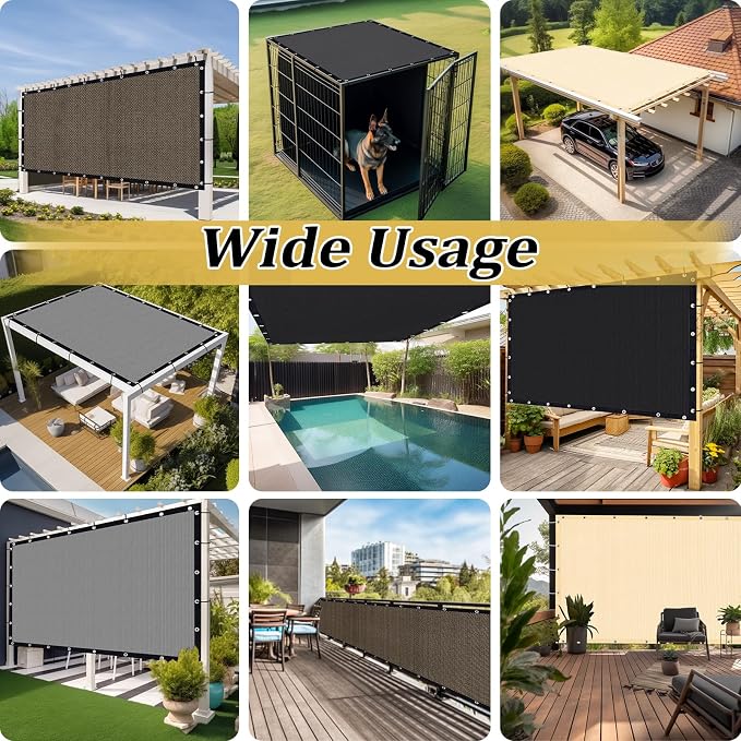 Shade&Beyond Customized Size 90% Sun Shade Cloth with Grommets, 6' X 7' Pergola Shade Cover Canopy, Mesh Tarp Sun Screens for Patio, Outdoor, Garden, Backyard GN01, Wheat