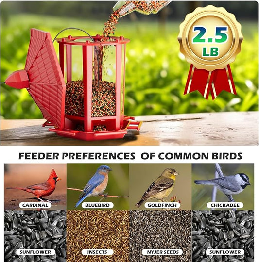 Birdream Bird Feeders for Outdoor Hanging, Fun Installation Pagoda Design Wild Birdfeeder, Attracting Wild Birds Sparrows Finch Cardinal Goldfinch Chickadee - Red