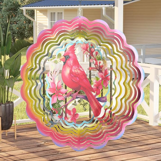 Eandisom Wind Spinners Outdoor Cardinala for Mom, Birthday Gifts for Women, Hanging 12 inch 3D Wind Sculptures for Garden Decor for Outside, Yard, Outdoor