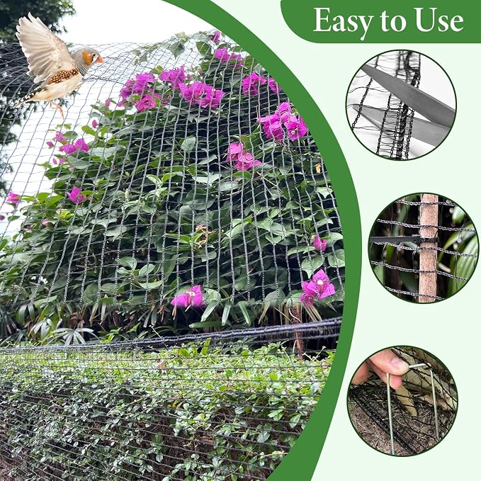4 x 75ft Deer Fence Netting, Heavy Duty Plastic Mesh Plastic Fence Deer Netting, 55GSM Deer Fence for Garden, Reinforced Edges Anti Bird Netting Mesh for Trees Vegetable Raised Bed(55GSM, 4 x 75ft)