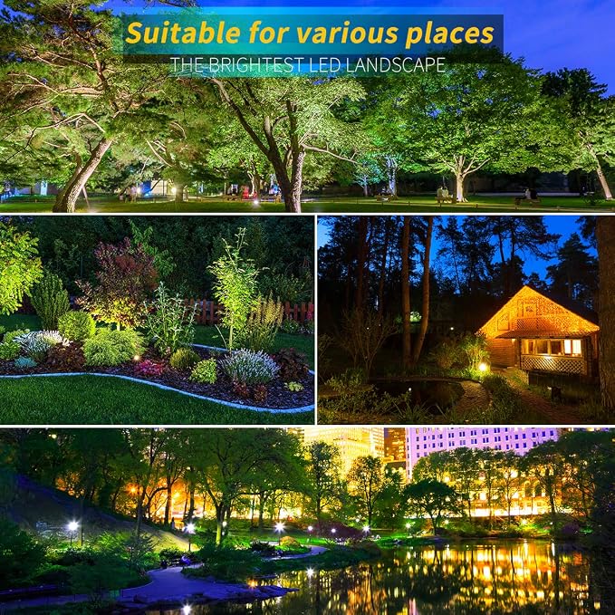 5W 120V Plug in Outdoor Landscape Spotlights, IP65 Waterproof LED Garden Lights with Stake & 5ft UL Cord, Daylight White
