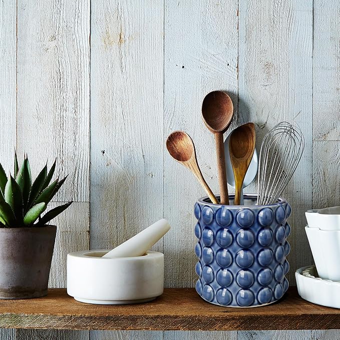 DILATATA 6 Inch Ceramic Planter Pot for Indoor Plants with Drainage Hole Bubble Flower Planter Hobnail Plant Pot Garden Planter Blue Succulent Plant Pot Utensil Holder