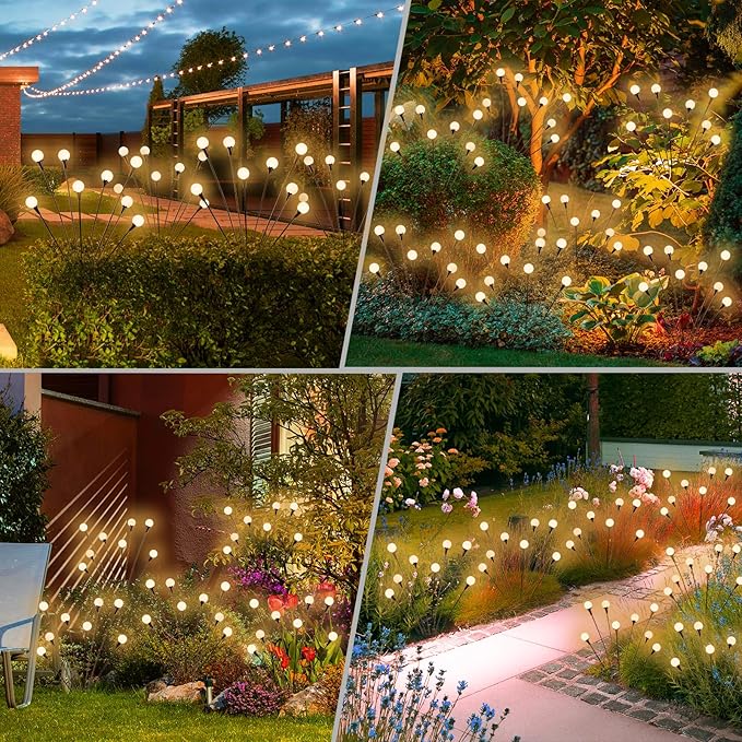 vignuto Solar Lights Outdoor Waterproof,6 Packs 48LED, Garden Decor, Patio Decor, Firefly Lights Solar Outdoor, Unique Gifts for Women