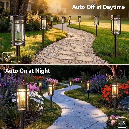 Jyoiat 6 Pack Outdoor Solar Pathway Lights - Solar Landscape Lights Outdoor Walkway Solar Garden Lights for Lawn, Path, Yard Decor (Warm White)