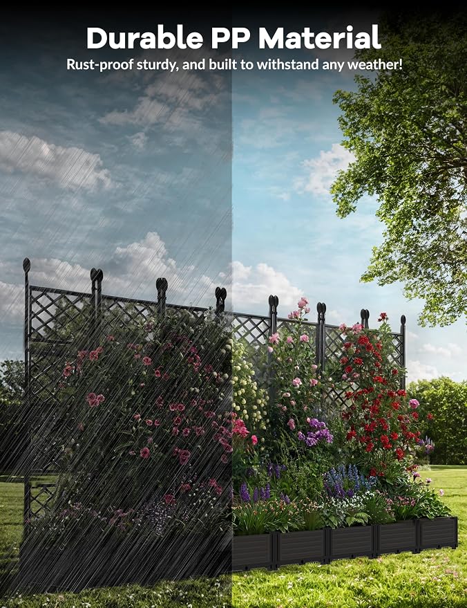 7PCS Planter Box WithTrellis,Planter Box for Climbing Plants/Vines,116x63In Garden Trellis,for Vegetables Flower, Planter Box for Backyard Patio Balcony