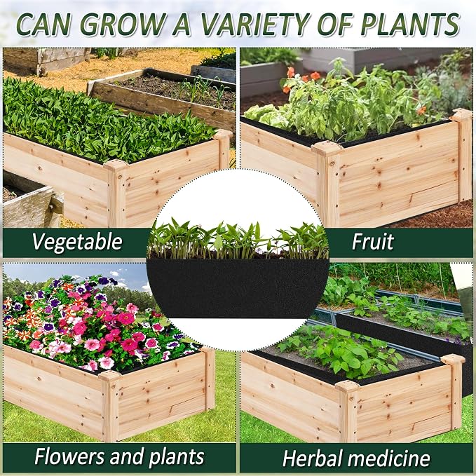 1PCS Raised Garden Bed Liner Fabric Raised Garden Bed Breathable Drainage Rectangle Grow Bags with Handles Fabric Garden Bed for Outdoor Garden Bed Holds Soil - 8ft x 2ft x 1ft