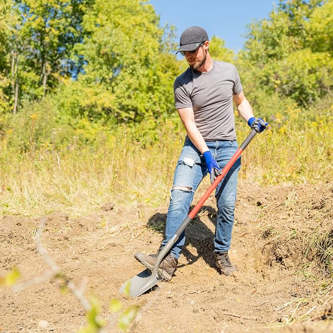 Radius Garden 58-in Long Handle Round-Point Shovel, Steel Shaft, Steel
