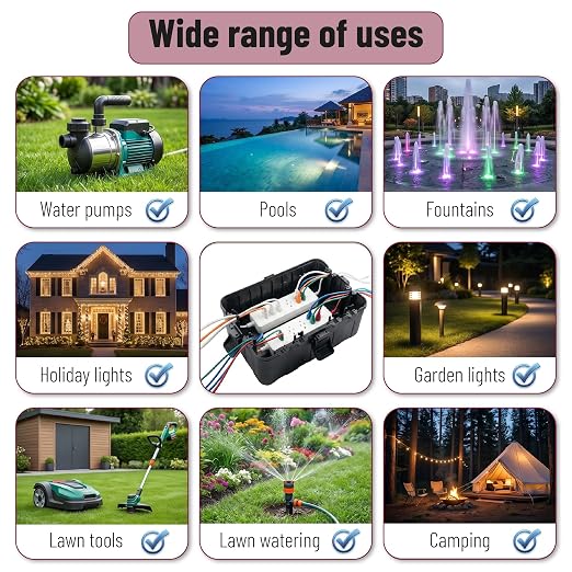 Bates- Large Outdoor Electrical Box, 12.5" x 8.5" x 5" Black | Waterproof Extension Cord Cover Weatherproof Protects Outlet Plug Socket Timer Power Strip Holiday Light Decoration