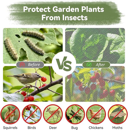 Garden Mesh Netting, 8 * 26 FT Ultra Fine Plant Netting Covers Pest Barrier Row Cover Net for Raised Beds Tree Protect Greenhouse Fruit Vegetable Flowers from Birds Bugs