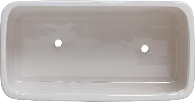 MyGift 10 Inch Modern Unglazed White Ceramic Indoor Plant Pot with Drainage Hole, Rectangular Succulent Planter Window Box with Removable Saucer, 1 Pack