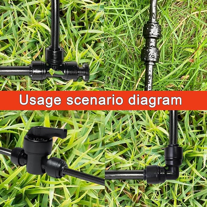15 Pack 1/4" Quick Connect Drip Tee Connectors,Leak Free Fittings | Fits 1/4 Inch (6.35mm) Irrigation Tubing,Durable Black Plastic,Easy Push-to-Install for Garden Sprinkler