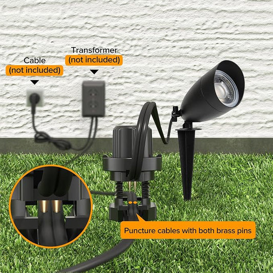 LUTEC 5CCT 12V Low Voltage Landscape Lighting Die-cast Aluminum Spot Lights with Connectors, IP65 Outdoor Landscape Spotlights, 7W 650LM for Tree Garden, 4 Pack (No Transformer Kits)