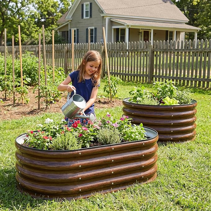 SnugNiture 3-Pack Galvanized Steel Raised Garden Bed Kit - 4x2x1 ft & 2x2x1 ft Metal Planter Boxes for Vegetables, Flowers, Herbs | Easy Assembly, Open Bottom Design
