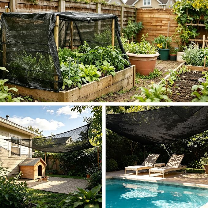 Shade Cloth, 30FT X 50FT 40% Black Outdoor Woven Sun Shade with Grommets, Durable Breathable Netting Shading Antifreezing for Patio, Garden, DIY Home, Plants Cover, Greenhouse, Dog Kennel