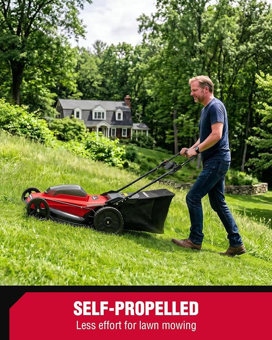 PowerSmart 20" Self-Propelled Cordless Lawn Mower, Brushless Motor, 2 x 40V 4.0Ah Battery & Charger (MB2420SA)
