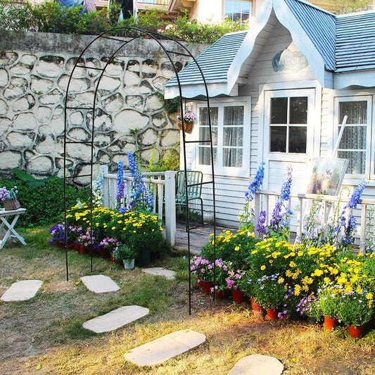 7.9 Ft H x 4.6 Ft W Green Metal Pergola Arbor for Various Climbing Plant Wedding Garden Arch Bridal Party Decoration Wide Arbor