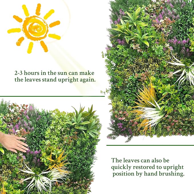 ODTORY Artificial Greenery Grass Wall Panels: 40'' x 120''(33.5 SQFT) | UV-Anti, Faux Ivy Privacy Fence Screen, Boxwood Backdrop, Vine Leaf Hedges Roll, Patio/Balcony/Garden/Backyard, Green Decor