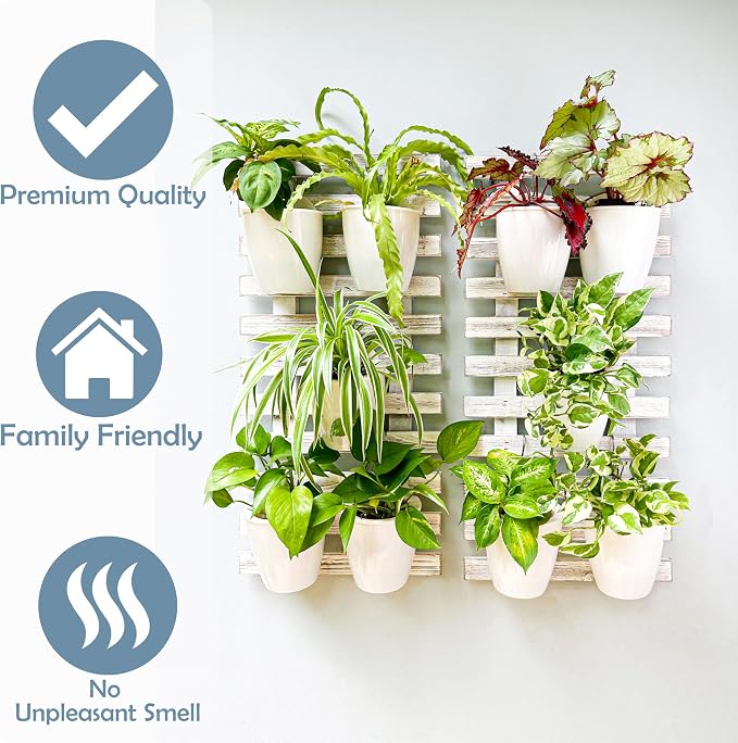 ShopLaLa Wooden Wall Planters - 2 Pack Wall Hanging Planters for Indoor Plants, White Rustic Wood Wall Mounted Flower Pot Holder Vertical Succulent Orchid Airplant Frame Display 15.7" (40cm)