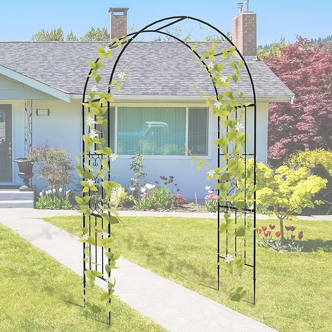 Garden Arch - 87"(H)*47"(L), Rust-Resistant and Sturdy Metal Garden Arbor, Trellis for Climbing Plants Outdoor, Use for Backyard, Patio, Lawn and Wedding Decorations(20MM Pipe)
