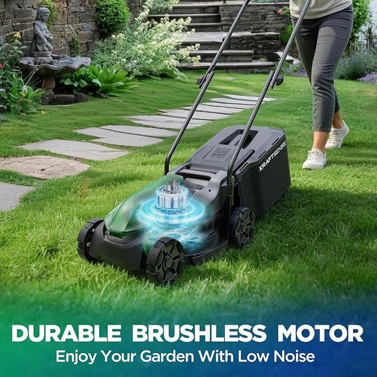 14" Cordless Lawn Mower, 20V Lightweight Push Mower with 5.0Ah Battery, Ultra-Quiet Motor for Small Yards, Lawn Care, Backyard Maintenance