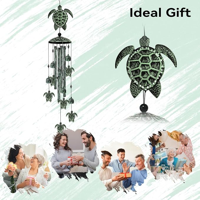 Turtle Wind Chimes for Outside, 36" Large Windchimes Outdoors, Sea Turtle Decor Memorial Wind Chimes for Outdoor, Sympathy Gifts & Home Yard Patio Decoration