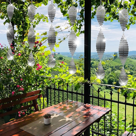 Stainless Steel Bird Deterrents for Outside Patio, Reflective 3D Bird Scare Devices Wind Spinners Outdoor Decor, Woodpecker Deterrent Bird Reflectors to Keep Pigeon Crow Away House Yard Window, 6 Pcs