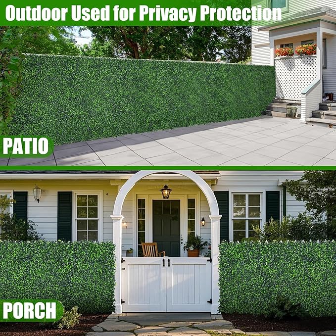 Artificial Boxwood Roll,71x126 in(62 sqft) UV-Anti Faux Ivy Grass Wall Backdrop for Balcony Privacy, Fake Grennery Wall Decor for Garden, Patio, Backyard