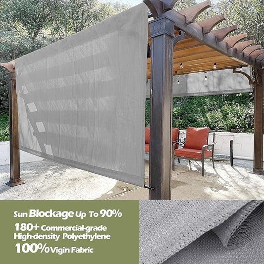 Universal Pergola Replacement Canopy Shade Cover with Breathable HDPE Fabric & Rod Pockets for 10 x 10 FT Pergola, Canopy Size: 192'' L x 106'' W (Light Grey)