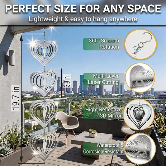 Reflective Bird Deterrents for Outside – Bird Repellent Devices Outdoor – 3D Wind Spinners Outdoor Garden Decor –3 Set Bird Repellent to Keep Woodpecker & Pigeons Away from Window Roof (Style 3)