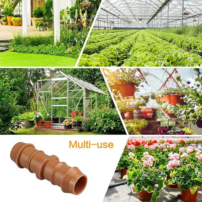 20 Pieces Drip Irrigation Fittings Coupling Connectors for 1/2" Tubing, Drip Barbed Couplers for 1/2 Inch Irrigation Tubing (0.600" ID), Drip Line Couplings for Drip Sprinkler Garden Systems