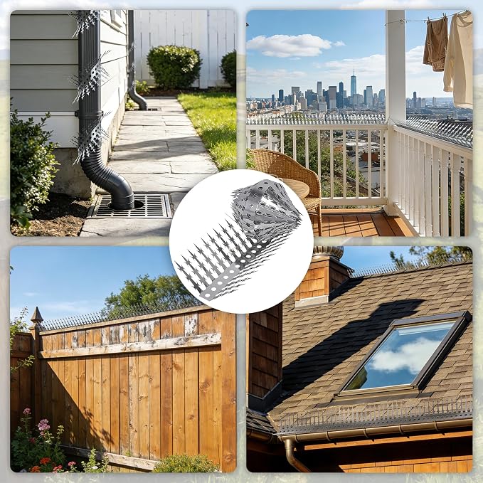 Deecam 80in Stainless Steel Bird Spikes, Squirrel Proof Baffle for Bird Feeders, Pigeon Deterrent Spikes for Roof Fence Garden Wall to Keep Birds Squirrels & Raccoon Away