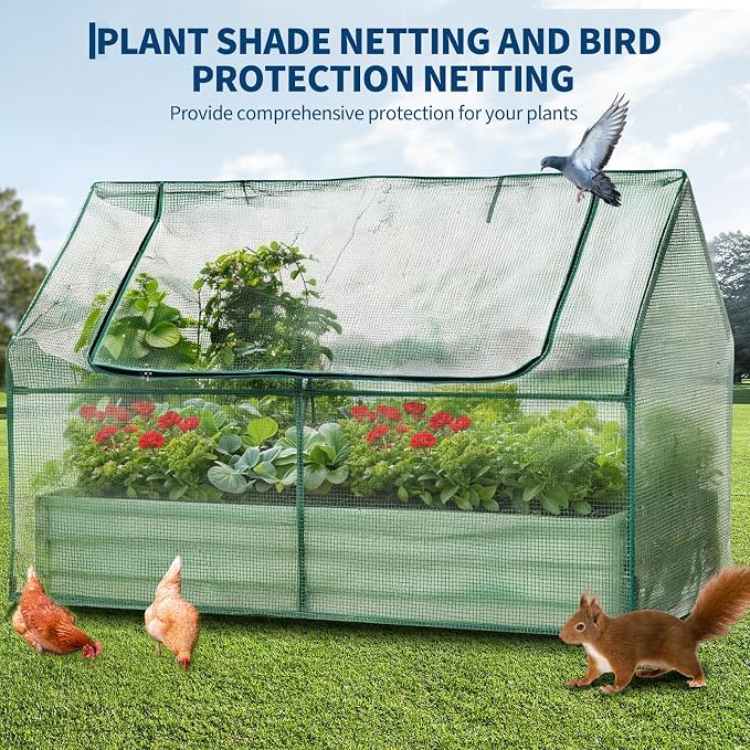 Garvee 6x3x1 FT Raised Garden Bed with PE Cover & Self-Watering System | Galvanized Planter Box Outdoor with Greenhouse Cover, Outdoor Raised Bed for Vegetables, Flowers, Backyard, Patio